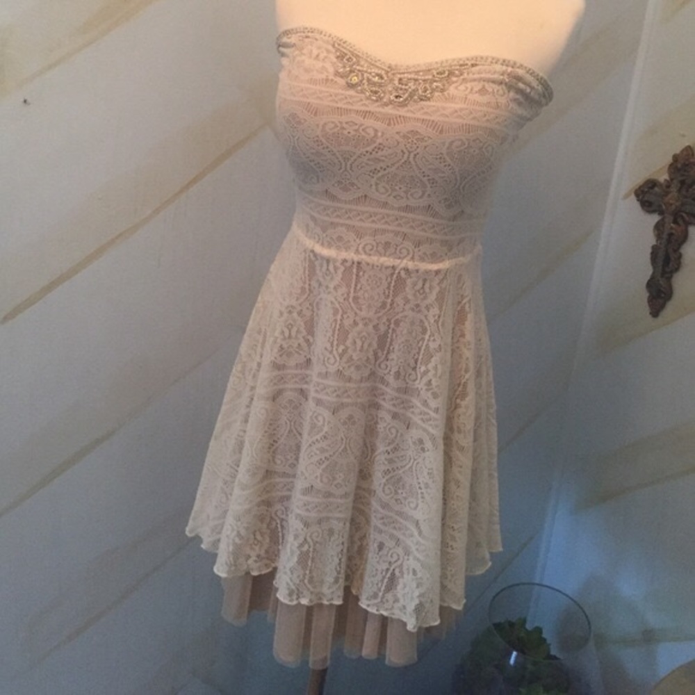 Cream lace dress, Free People